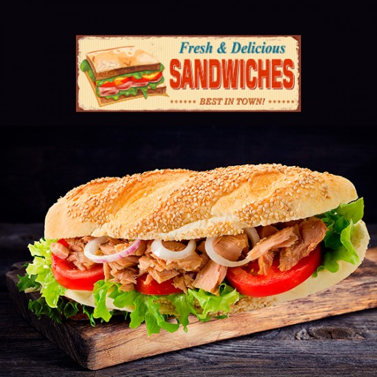 Salami Sandwich med mozzarella, salami, rucola, friske tomater og pesto (Nr. 31)