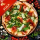 Pizza Scala med tomat, mozzarella, kødstrimler, champignon, rødløg og paprika